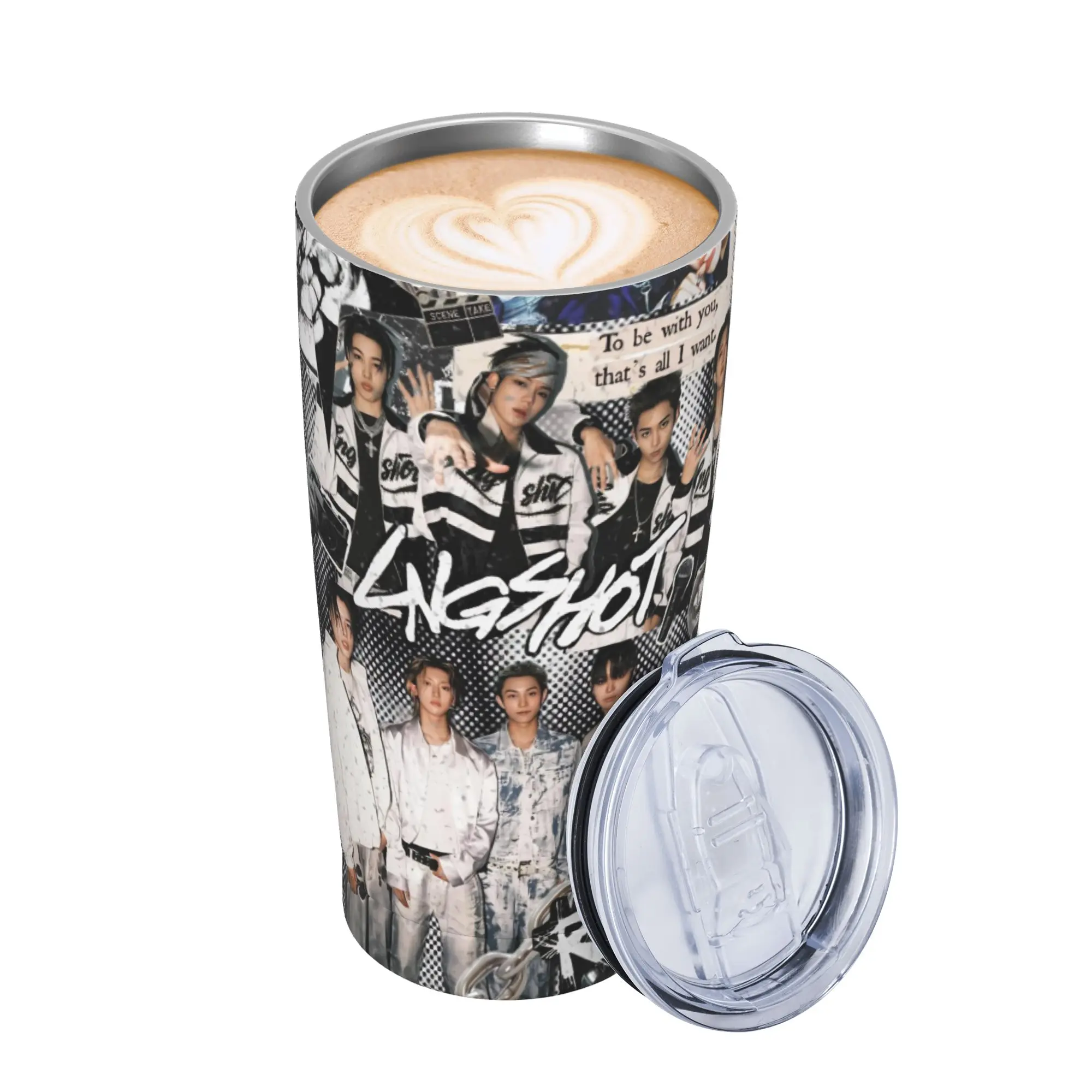 Kpop Group Lngshot  Tumbler Vacuum Insulated  Thermal Cup with Lid Straw Office Home Mug Water Bottle 20oz