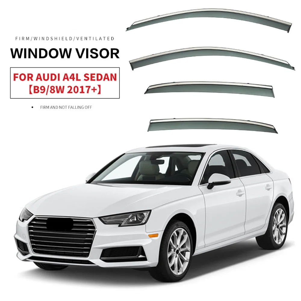 

Chrome Strips Rain Guards for Audi A4L B9 2017-2024 SEDAN Window Visor Wind Deflectors Door Visor Vent Shades Ventvisor