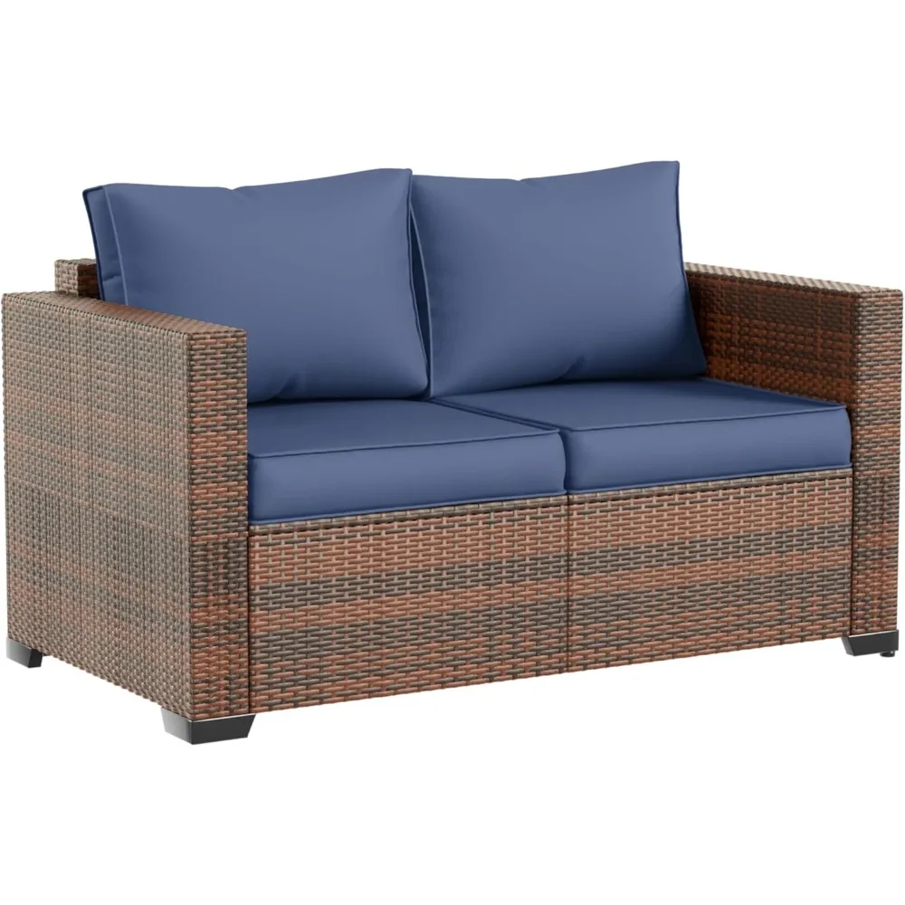 

Amopatio 2-Seat Wicker Outdoor Loveseat with Water-Resistant Cover and Non-Slip Cushions