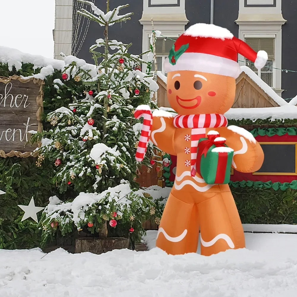 8ft gingerbread man holding gift 5 LED lights garden gingerbread man decoration 15W Christmas  gingerbread man