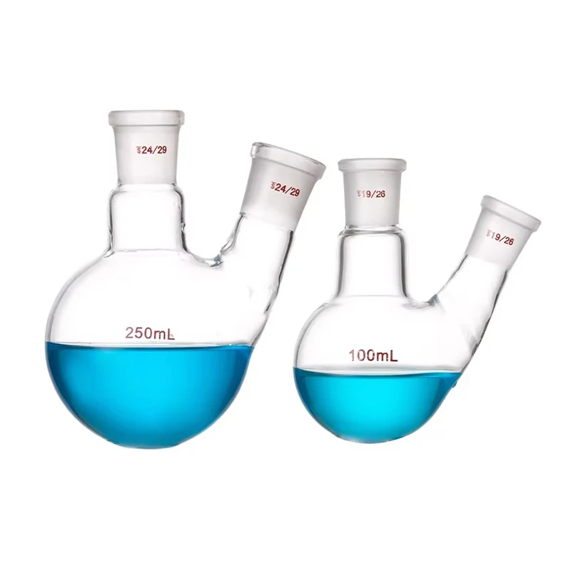 1pc 100ml-2000ml Round Bottom Two-neck Glass Flask High Borosilicate Glass Reaction Flask Chemical Lab Supplies