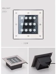 Stainless Steel Square IP67 Waterproof Garden LED Underground Light 3W 5W 9W Outdoor Buried Path Spot Recessed Box Lighting