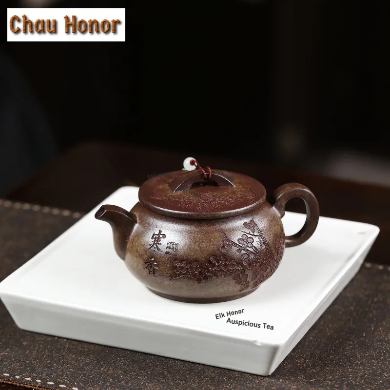 

290ml High-end Yixing Purple Clay Teapots Handmade Big Belly Hanwa Pot Raw Ore Wood-fired Mud Kettle With Filter Zisha Tea Set