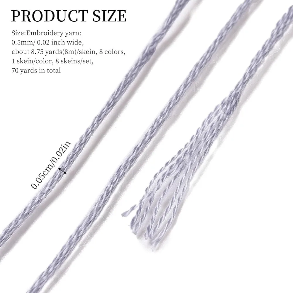 8 شلات 70 ياردة أساور الصداقة الرمادية سلسلة التطريز الموضوع الخيط 6 السواحل التدرج عبر غرزة خيوط الغزل