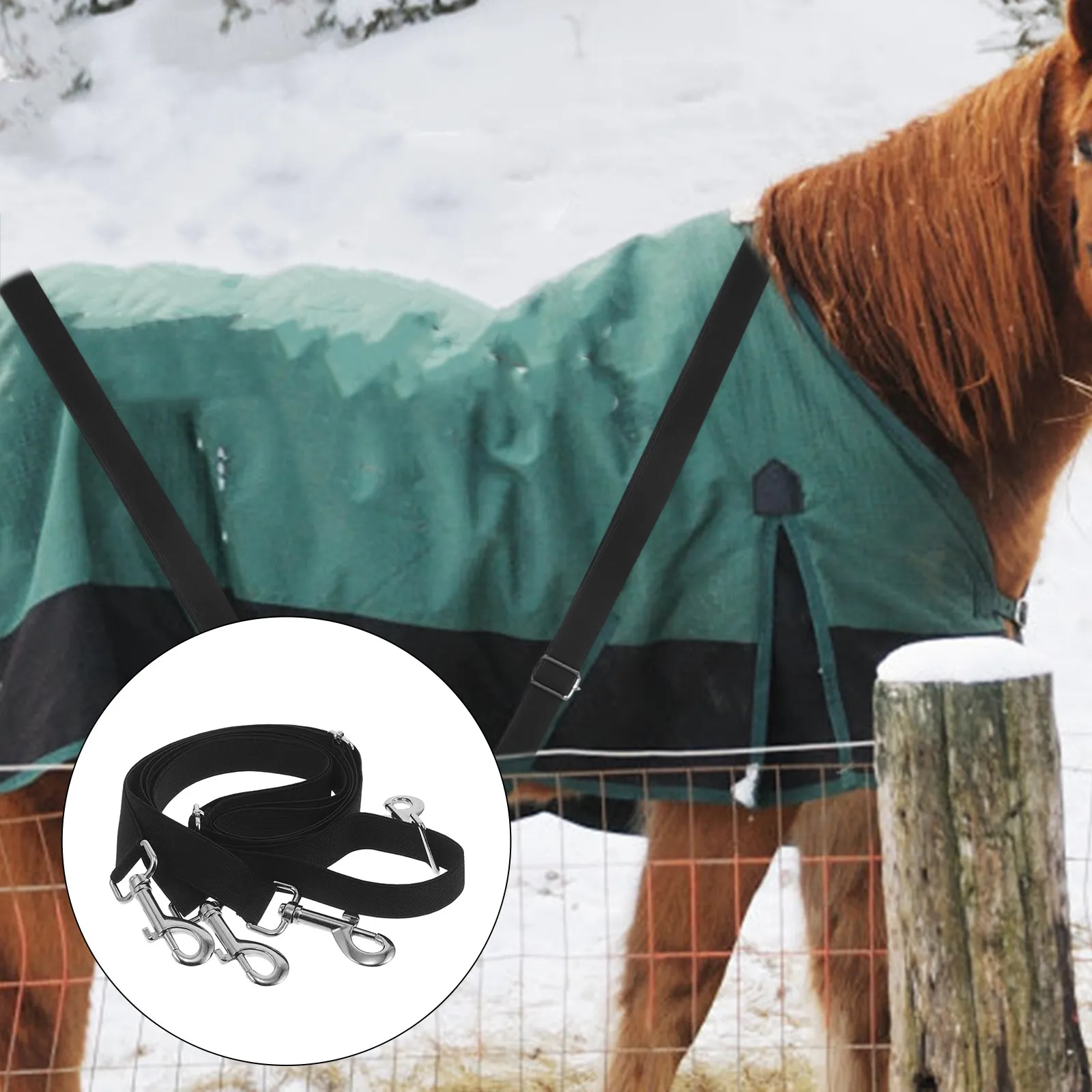 2Pcs Horse Blanket Leg Straps Adjustable Elastic Nylon Length 23 to 52 Double Swivel Snap Buckle Replacement Band for Horse Rugs