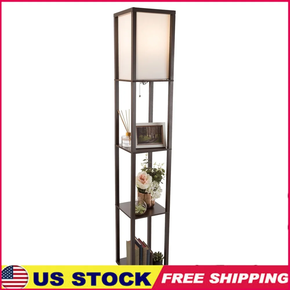 

62 Inch LED Floor Lamp with 3 Tier Storage Shelves Energy Efficient Ambient Light Living Room Bedroom Office Decor