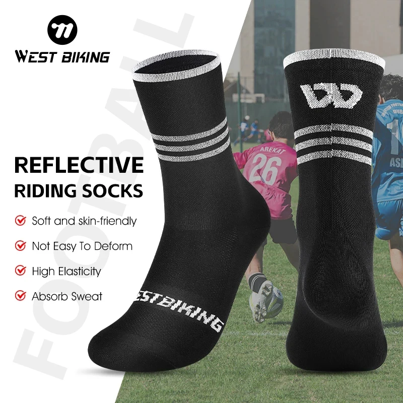 

WEST BIKING Sports Football Socks 1Pair Breathable Anti-slip Outdoor Running Soccer Sock Striped Racing Stockings Cycling Socks