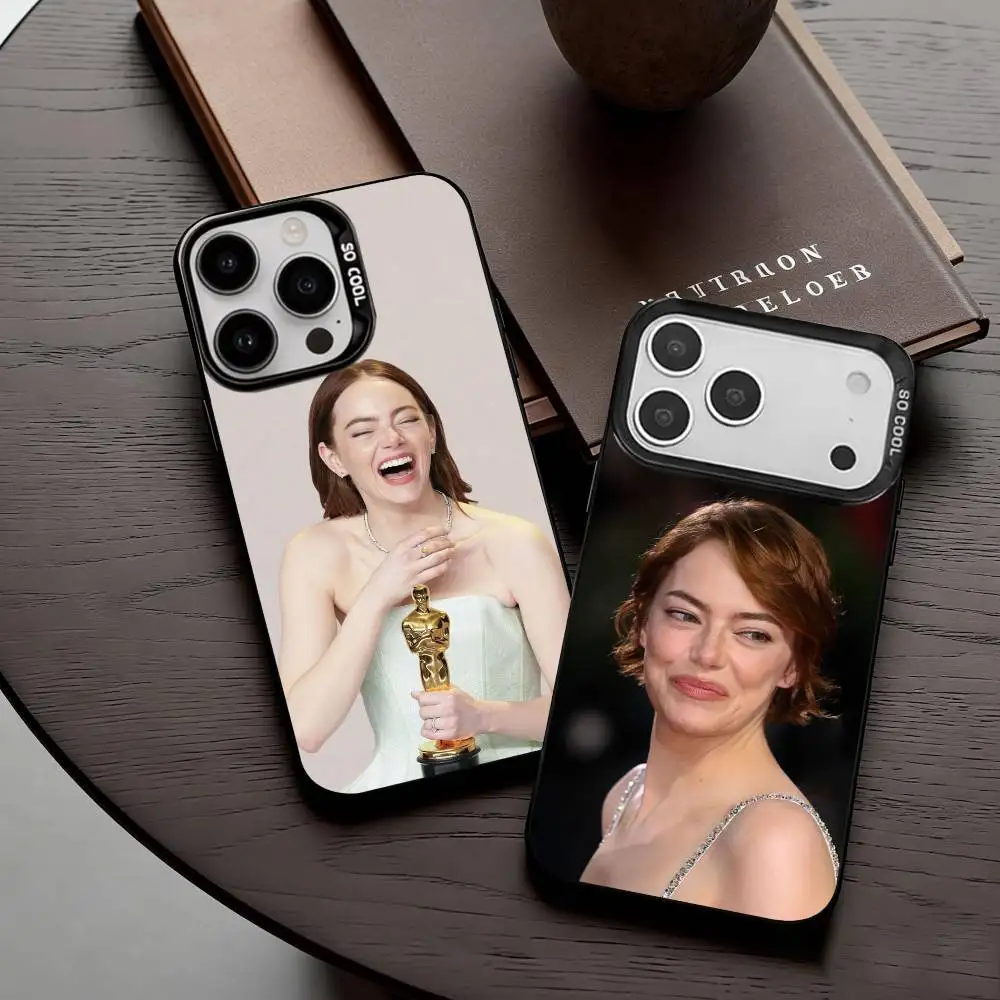 

Oscar-Winner E-Emma S-Stone Phone Case For iPhone17,16,15,14,13,12,11 Plus,Pro Max Candy Silver Plated Inside Cover