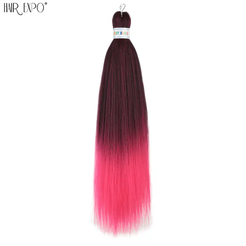 26Inch Easy Braids Hair Synthetic Colourful Pre Stretched Braiding Hair Extensions Jumbo Braids Ombre Yaki Long Straight Hair - Image 27