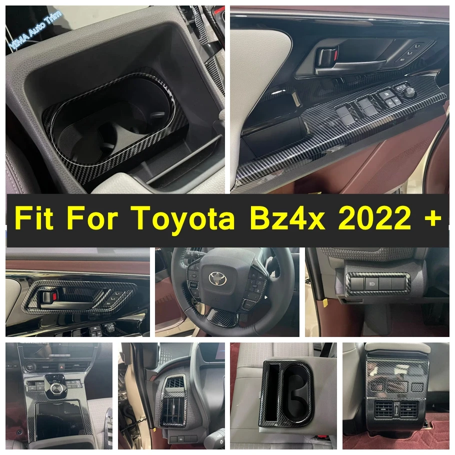 

Car Console Gear Shift Box Panel Steering Wheel Frame Door Bowl Cover Trim Carbon Fiber Look For Toyota Bz4x 2022 2023 Interior