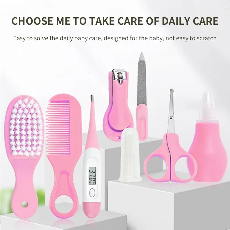 8 PCS Child Care Cleaning Set Nail Clippers Comb Massage Soft Bristle Brush Set Kit