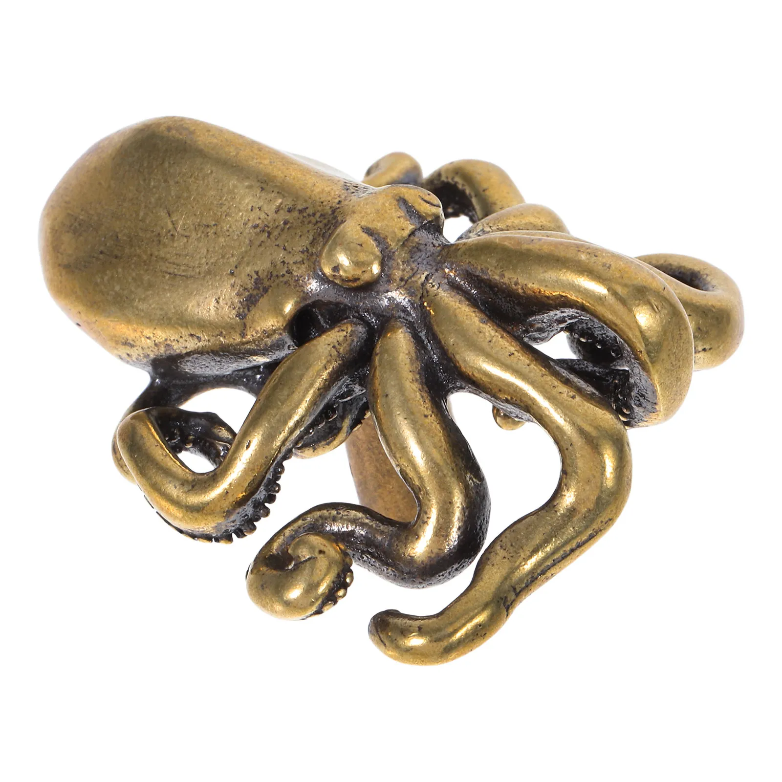 Octopus Door Handle Vintage Octopus Shape Brushed Brass Cabinet Knobs Drawer Pulls Marine Animal Nautical Furniture