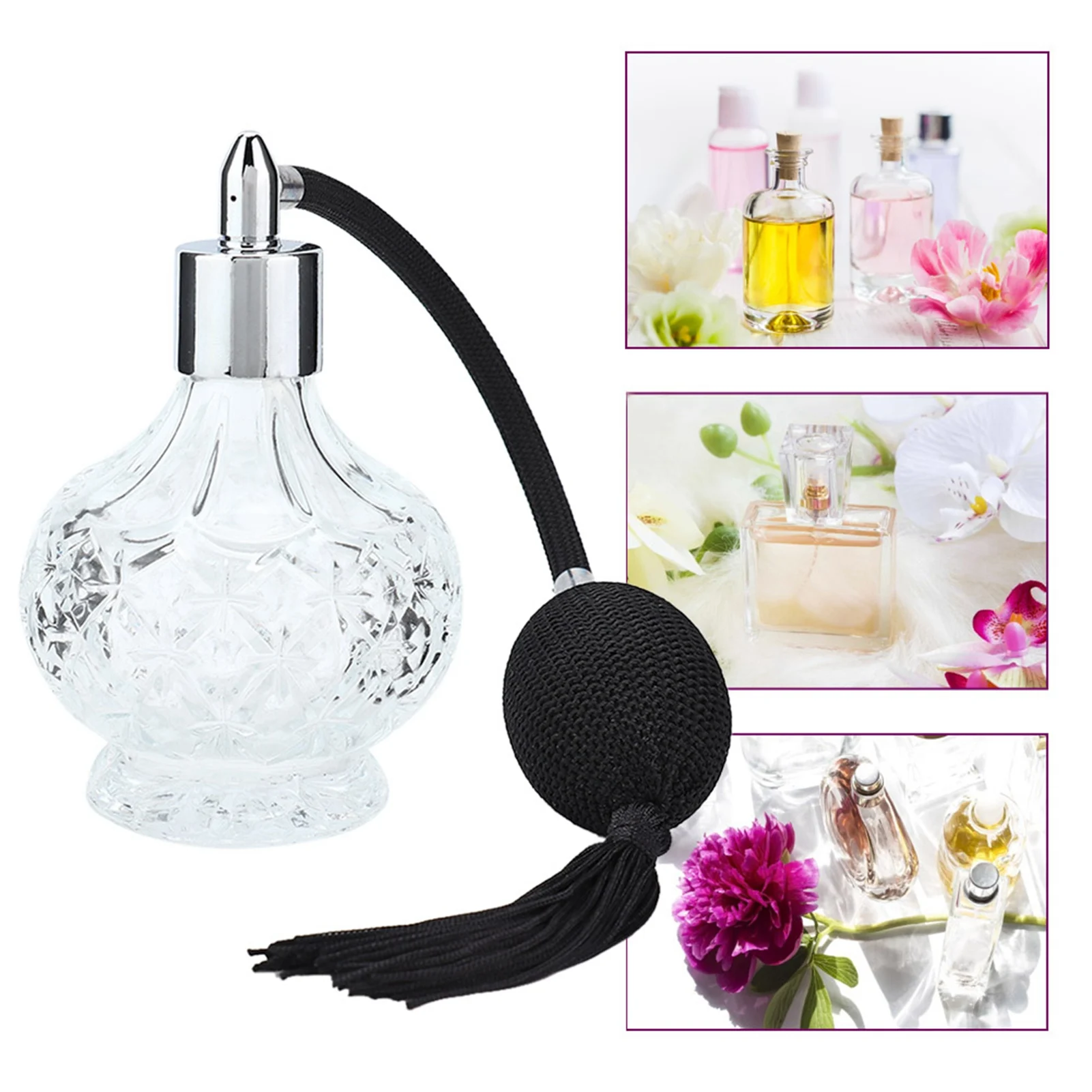 Empty Perfume Bottle Retro Glass Perfume Bottle Refillable Tassel Empty Spray Bottle Atomizer 80ml