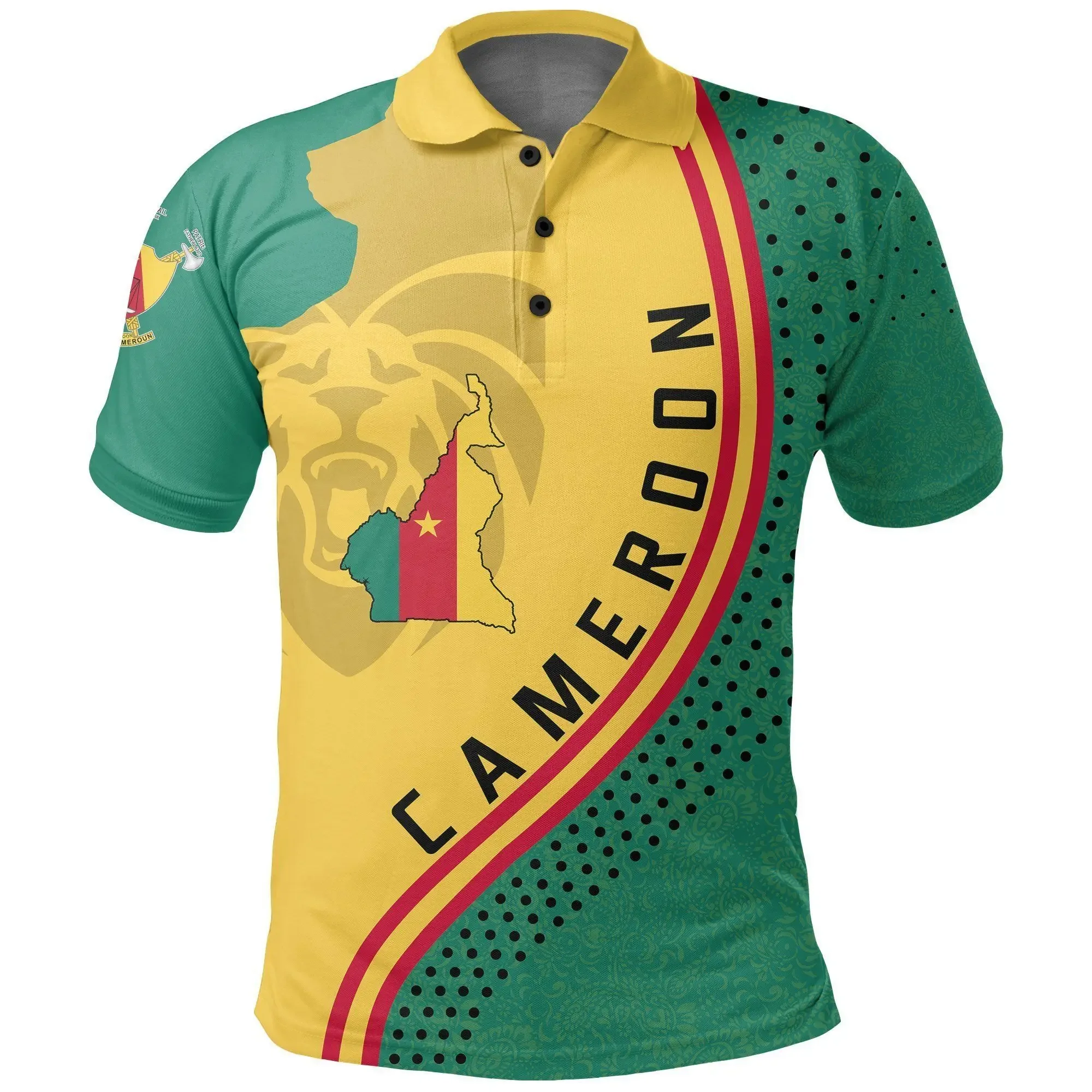 

Cameroon Flag & Coat of Arms Customized Polo Shirts Summer Casual Streetwear Men's Fashion Loose Jersey Plus Size Sportswear