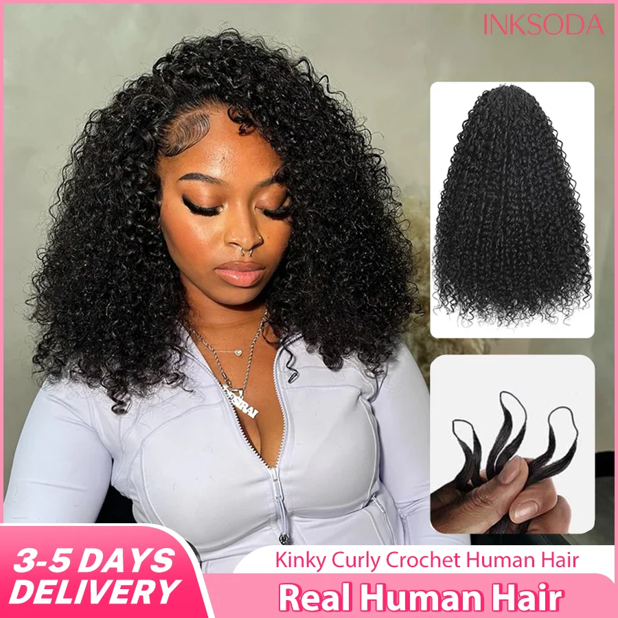 

Afro Kinky Curly Crochet Human Hair Knotless Pre-Separated Feather Light Crochet Human Hair 30 Inch Extensions 60g/Pack