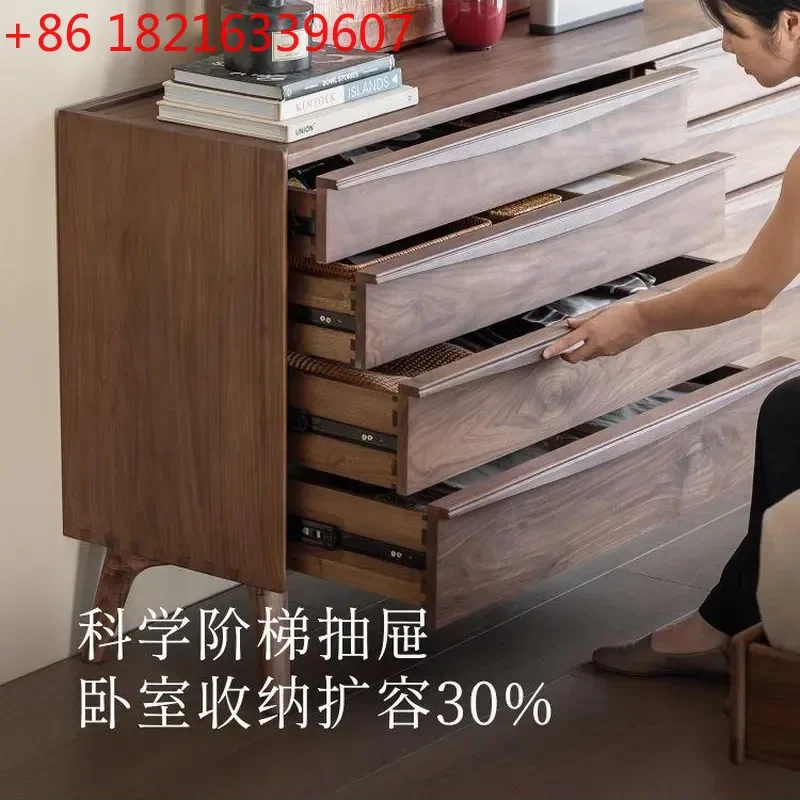 YAO North American Black Walnut Solid Wood Chest of Drawers Bedroom Nightstand Living Room Storage Cabinet Wall Mounted Organize