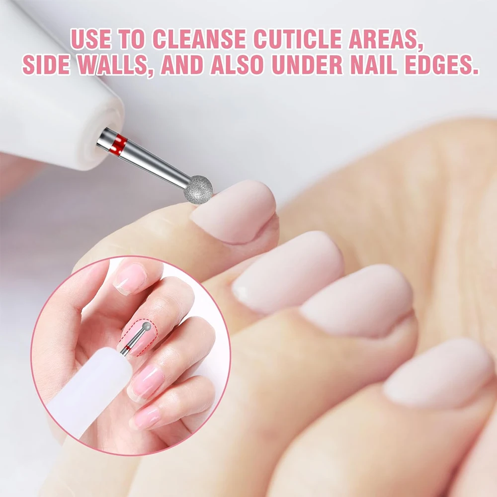6pcs/set Ball Diamond Nail Drill Bits Fine Grit Rotary Cuticle Clean Burr Manicure Bit Drill Machine Accessories