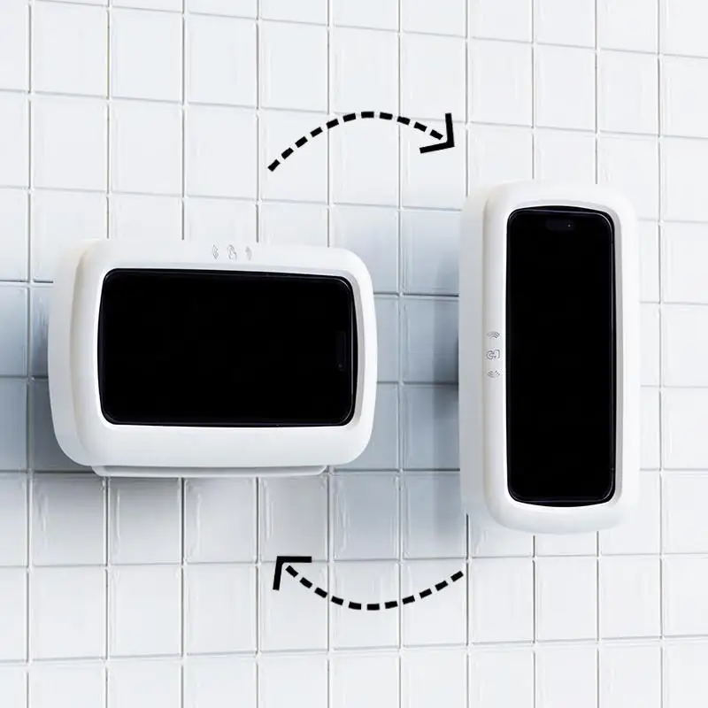 Hot Rotatable Waterproof Wall-mounted Mobile Phone Box Protective Cover Touch Screen Mobile Phone Holder Bathroom Sealed Storage