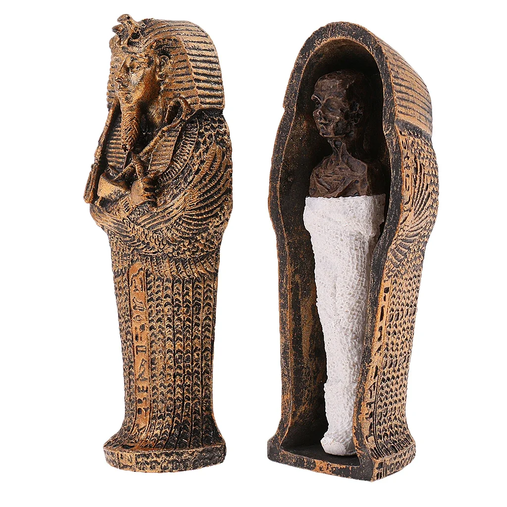 Ancient Egyptian Statue Coffin With Mummy Figurine Resin Craft Art Decor Collectible Home Decor Miniature Craft Collectibles