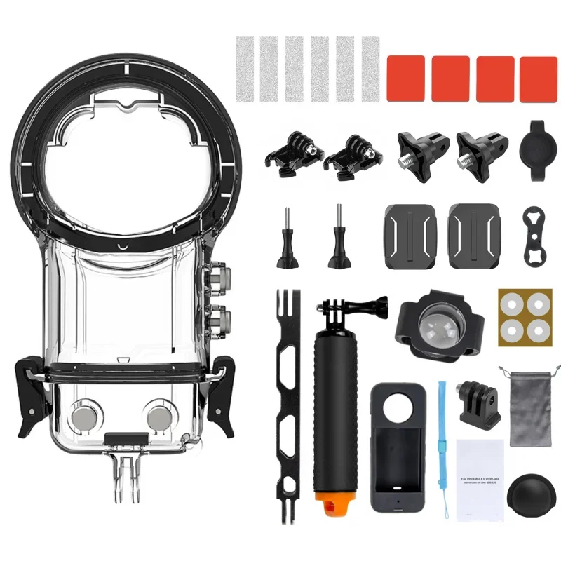 

Аксессуары для панорамной камеры Insta360 X3, водонепроницаемый корпус, защитное зеркало, силиконовый рукав, набор плавучих стержней