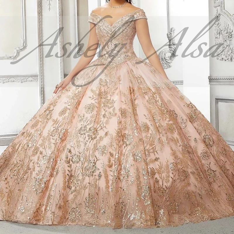 AA-N08 فستان Quinceanera المكسيكي الأزرق الداكن قبالة الكتف الدانتيل يصل الكرة ثوب المرأة حفلة موسيقية مناسبة خاصة ارتداء حفلة 15