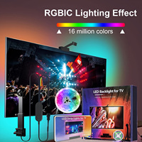 USB Ambilight Tv Led Backlights Kit RGB/RGBIC Sync To Screen With Camera For 75-85in Smart Led TV Back Strip Music Sync For Game