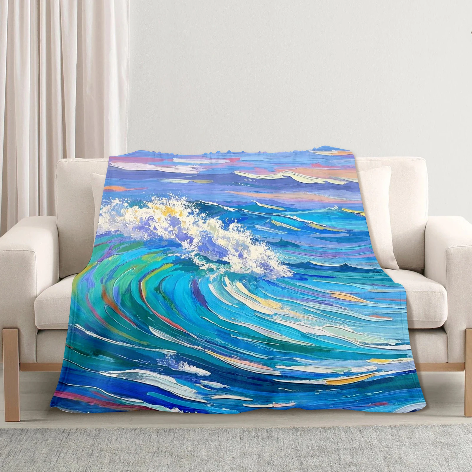 

Exquisite Oil Painted Ocean Waves Blanket For Little Ones To Enjoy Nature And Art