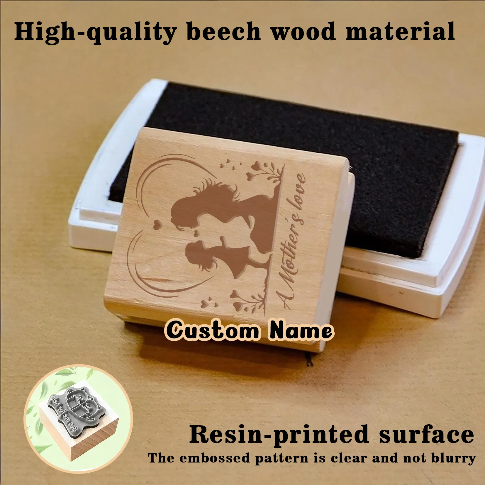 1PC Fashion Customizable Name Wooden Stamp  Office Supplies Customized Name Wooden Seal Perfect for Fabric, Plastic Surfaces & M