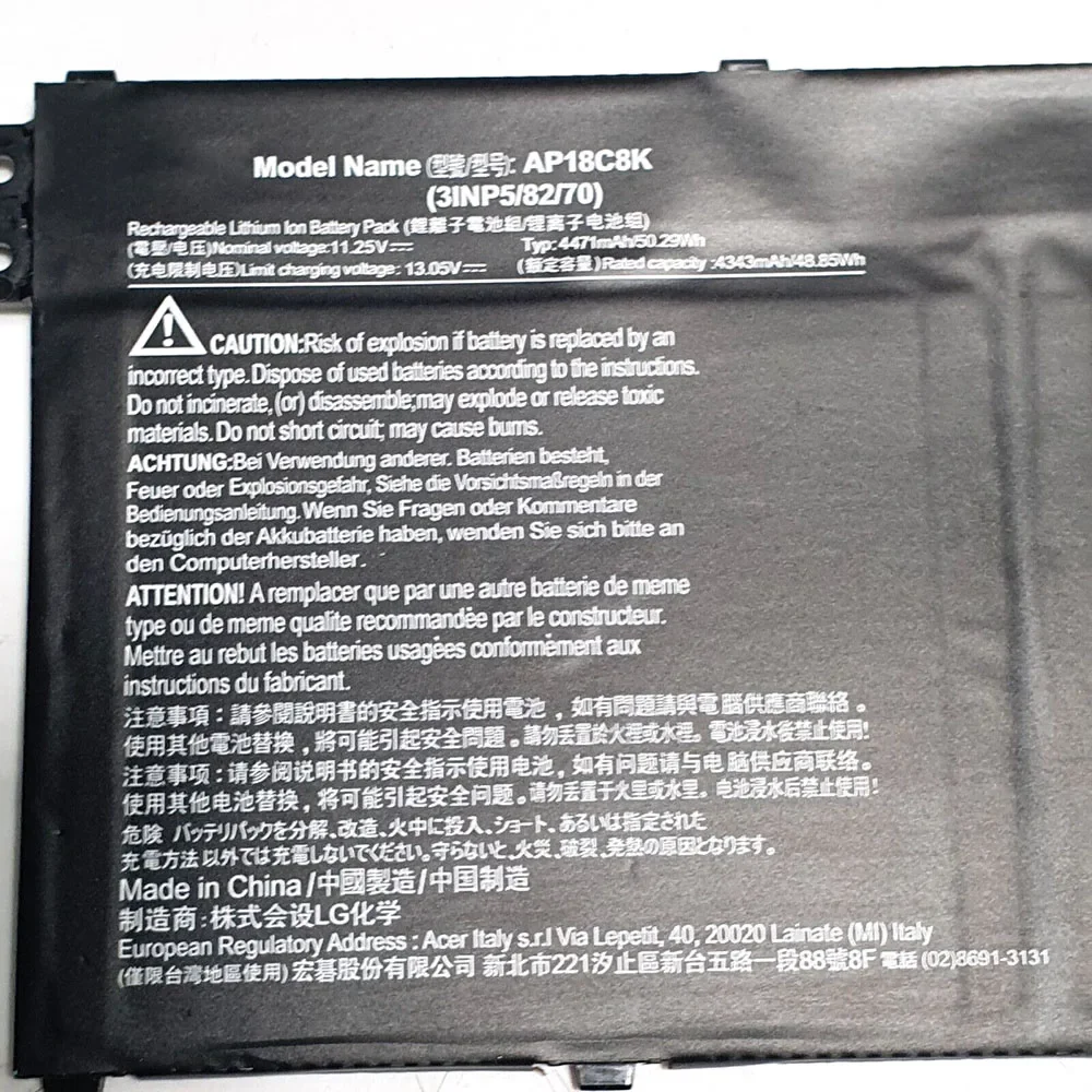 AP18C8K 11.25V 50.29Wh Original Laptop Battery for Acer Chromebook Spin CP713-2W 5 slim A515-54 A515-43 Aspire