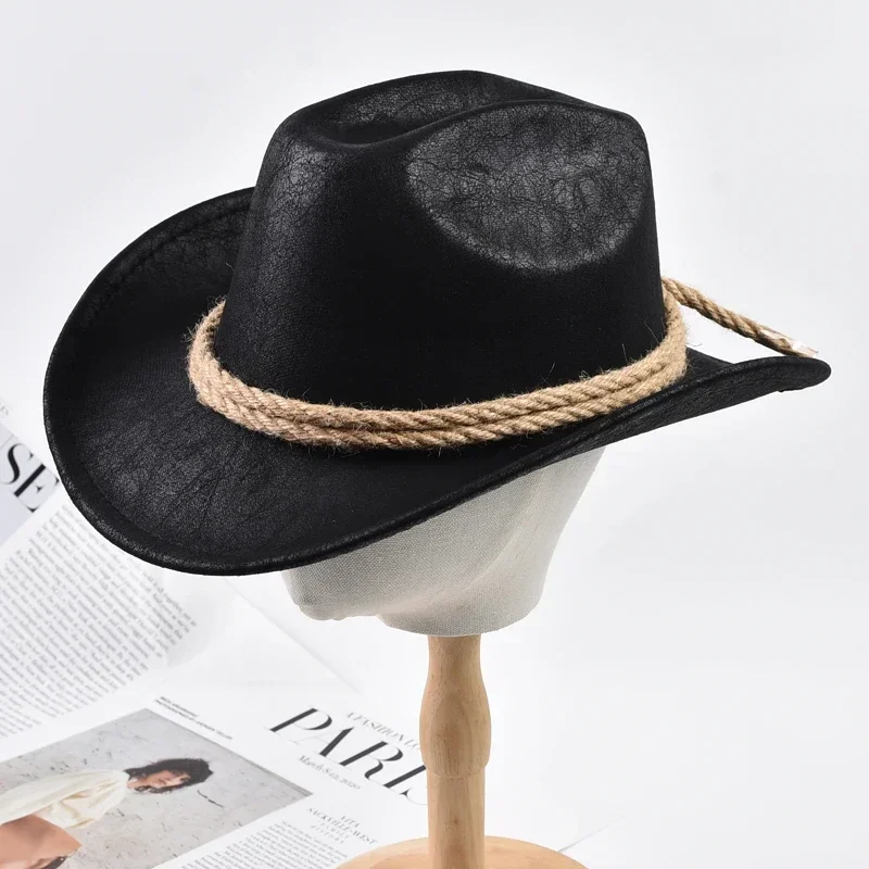 

New Vintage Roll Brim Western Cowboy Hats Outdoor Travel Gentleman Cowgirl Jazz Hat Holidays Party Cosplay Hat