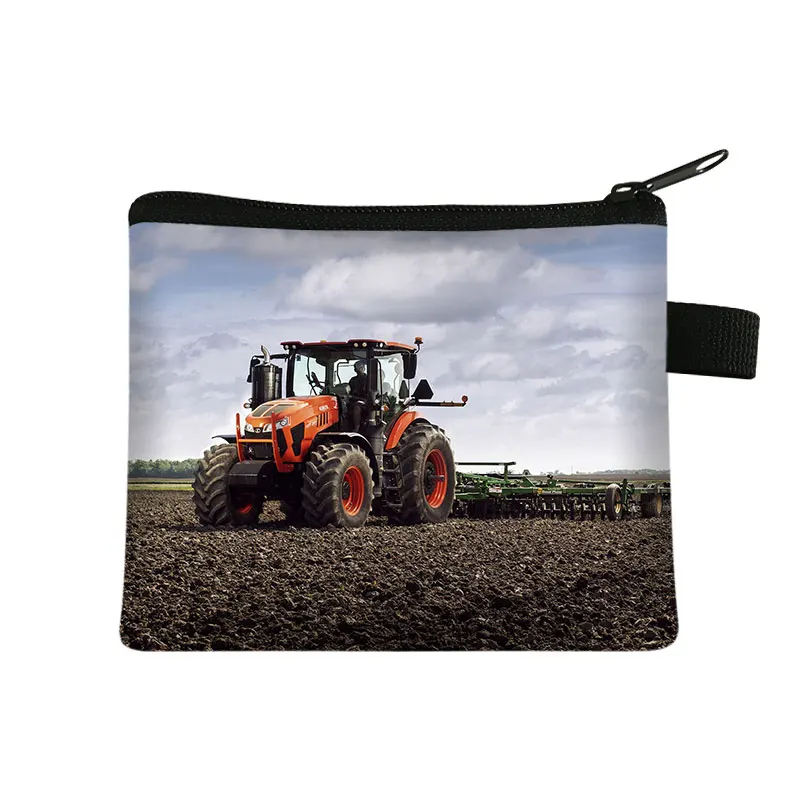 Tractor Print Coin Purse Boy Girl Storage Bag Woman Shopping Portable Coin Bag Wallet ID Credit Card Bag Gift