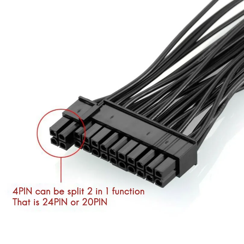 5 Pcs 24Pin Dual Power Start Line 18AWG (20+4) +24Pin Computer Case Dual Power Synchronization Start Line for Mining