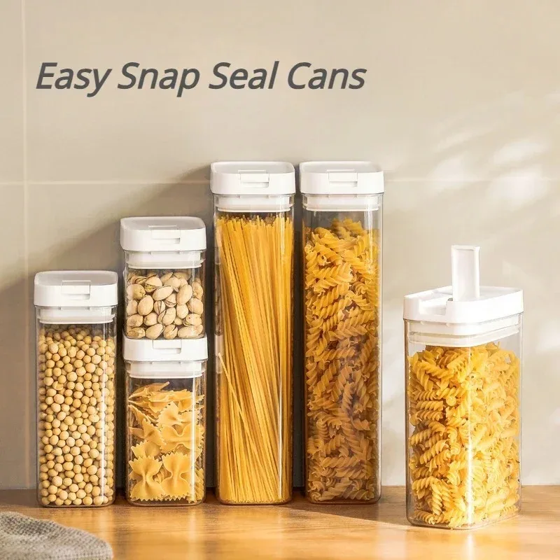 

Sealed Plastic Food Storage Box Cereal Candy Dried Jars with Lid Fridge StorageTank Containers Household Items Kitchen Organizer