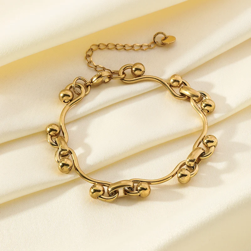 GANPUP 316L Edelstahl Metall Gold Farbe Dicken Armreif Für Frauen Wasserdicht Schmuck Aussage Handgelenk Kette Mädchen Geschenk – Detail 11