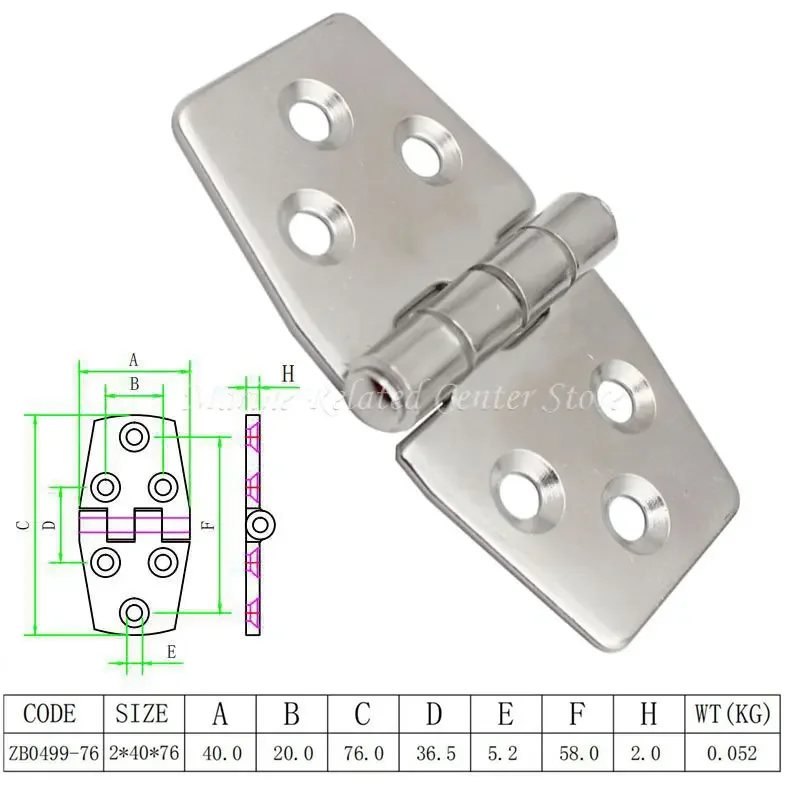 316 stainless steel boat hinge Thin Boat Flush Hatch Door Hinges Stainless Steel Marine Hinges 3 inch x 1.57 inch 10 Pack