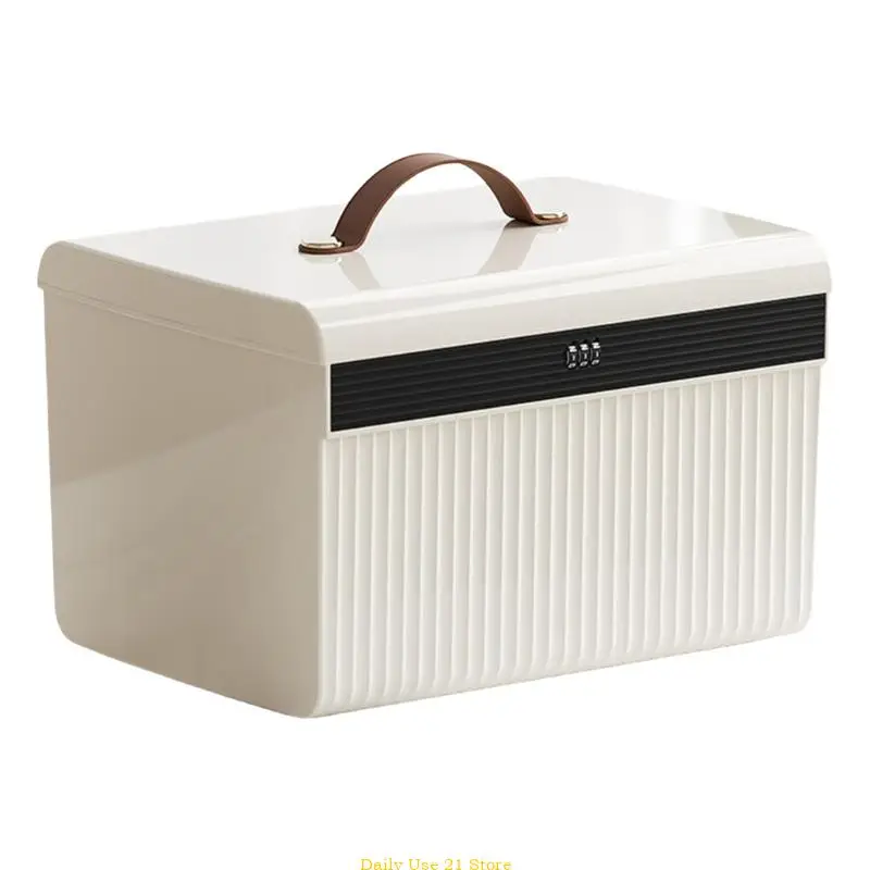 Portable Lockable Storage Container Spacious Privacy Lock Box Large Capacity Storage Trunk for Jewelry and