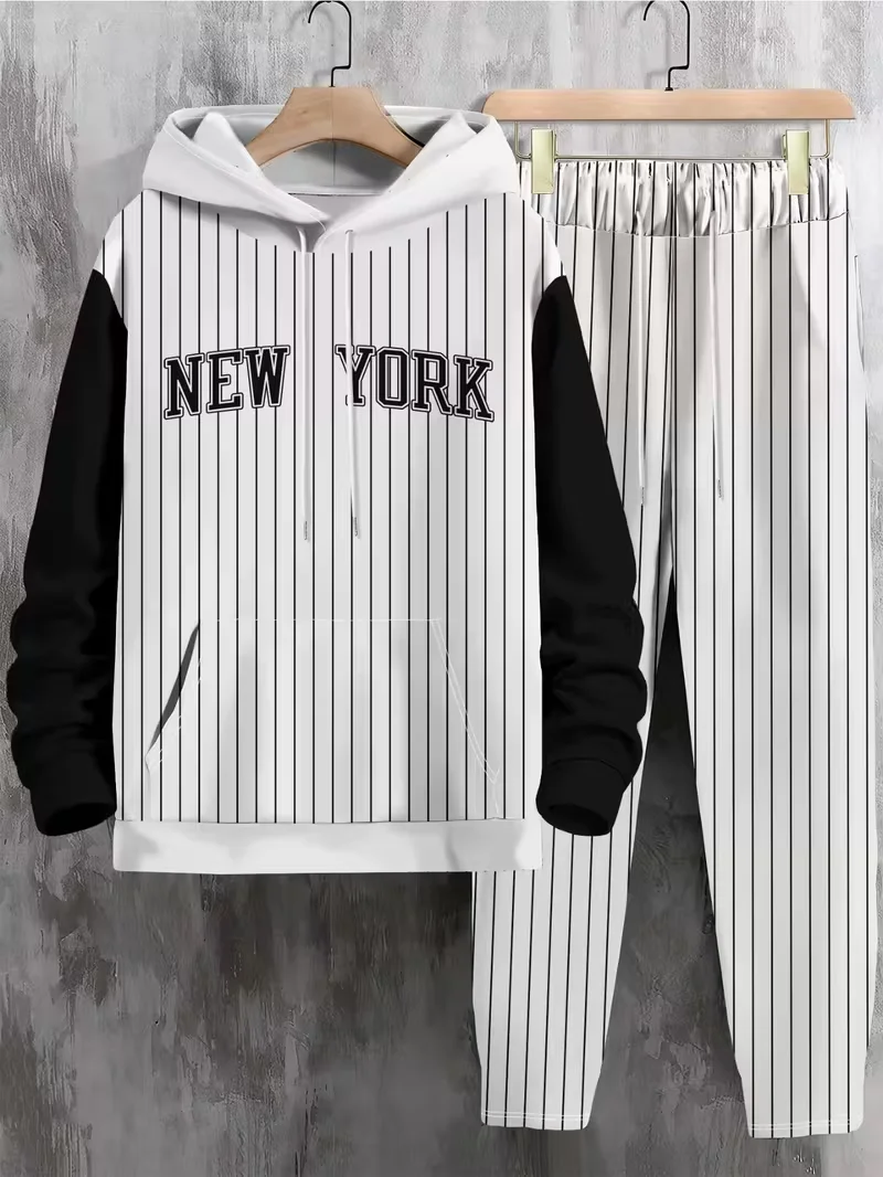 

Autumn and Winter Men Set Sports Set 3D Letters Print Hoodie 2 Pac Set Tracksuit Set Fashionable Streetwear Hoodies Suits