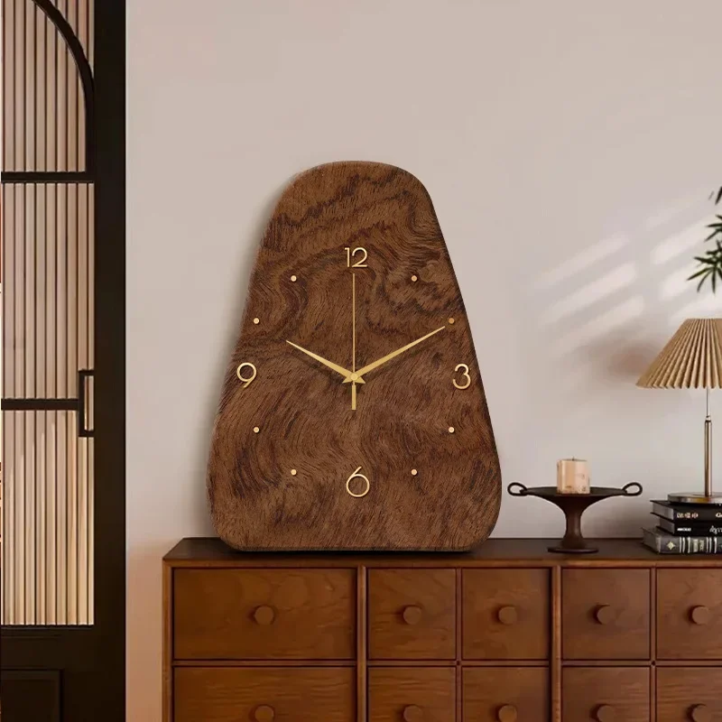 Antique Desktop Clock 2025 Wood Grain Silent Ornament Table Clock Living Room Wall Hanging Clocks Watch Home Decoration