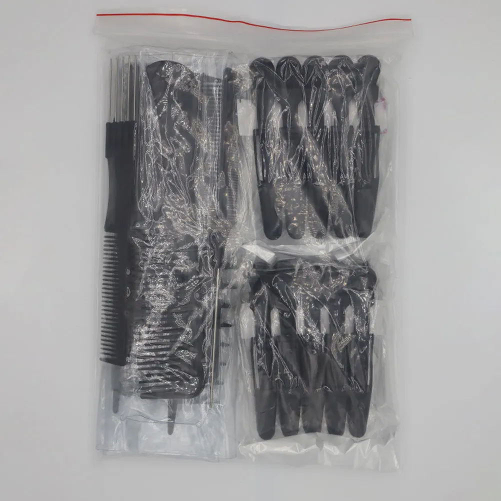 1Set Wide Tooth Multi- Hair Comb Kit Plastic Tail Comb Alligator Clips Hairdressing Styling Dyeing Tools Black