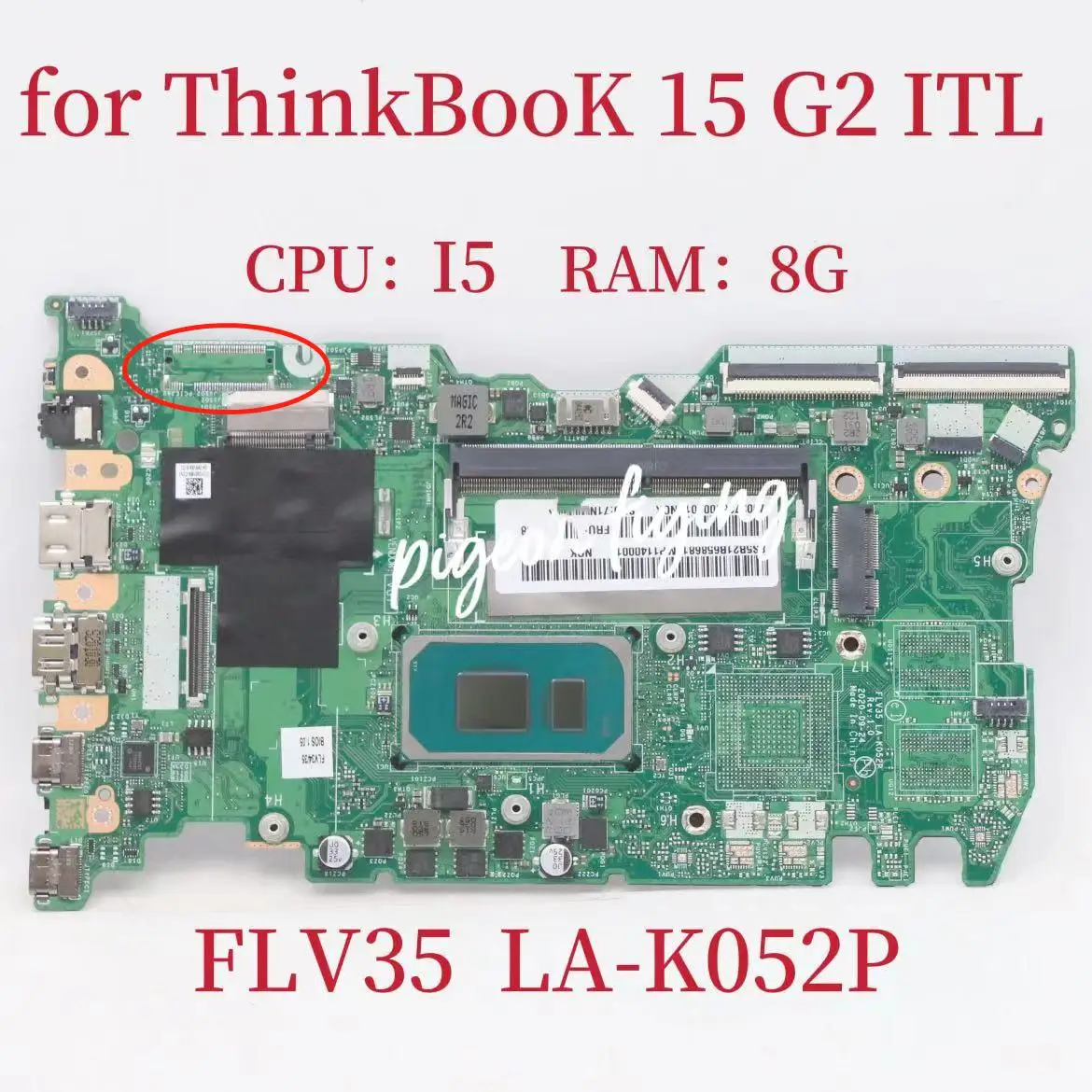 Imagem -01 - Mainboard para Lenovo Thinkbook 15 g2 Itl Computador Portátil Montherboard Cpu: i5 Ram: 8g Fru: 5b21b68287 5b21b68288 Teste ok Flv35 La-k052p