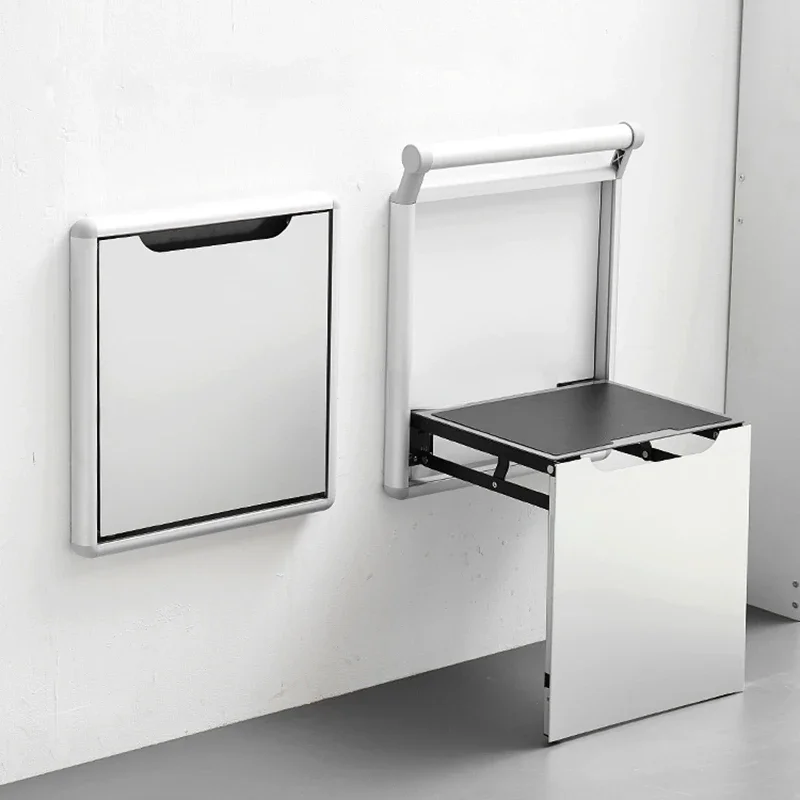 

Creative Invisible Wall-mounted Shower Seats Aluminum Bathroom Bath Chair Modern Folding Mute Shoe Changing Stool with Armrests