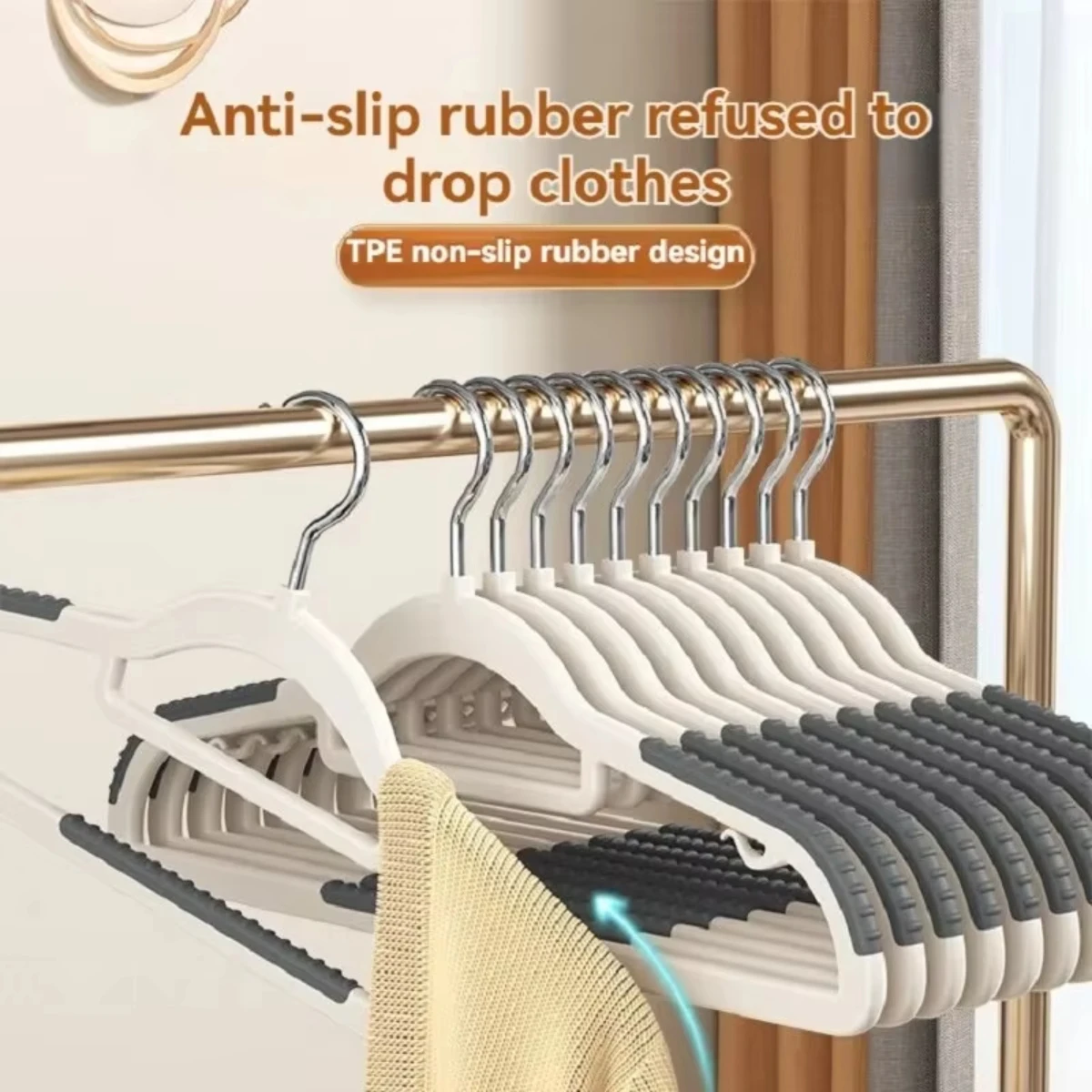 

10PCS Clothes Hanging Household Hangers Non-slip Dormitory Bedroom Special Storage Clothes Hanging No Trace