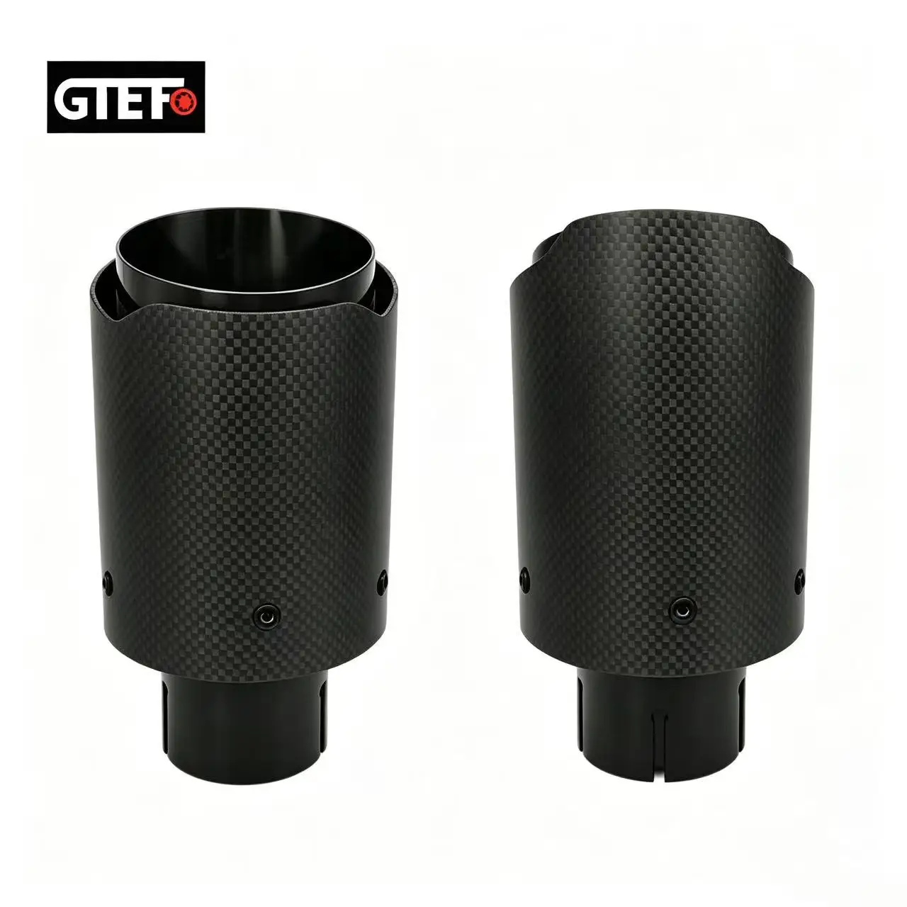 GTEFO One Piece Universal  Car Exhaust Tip Matte Carbon Fiber Black Stainless Steel Exhaust Muffler Tail Tips Car Modification