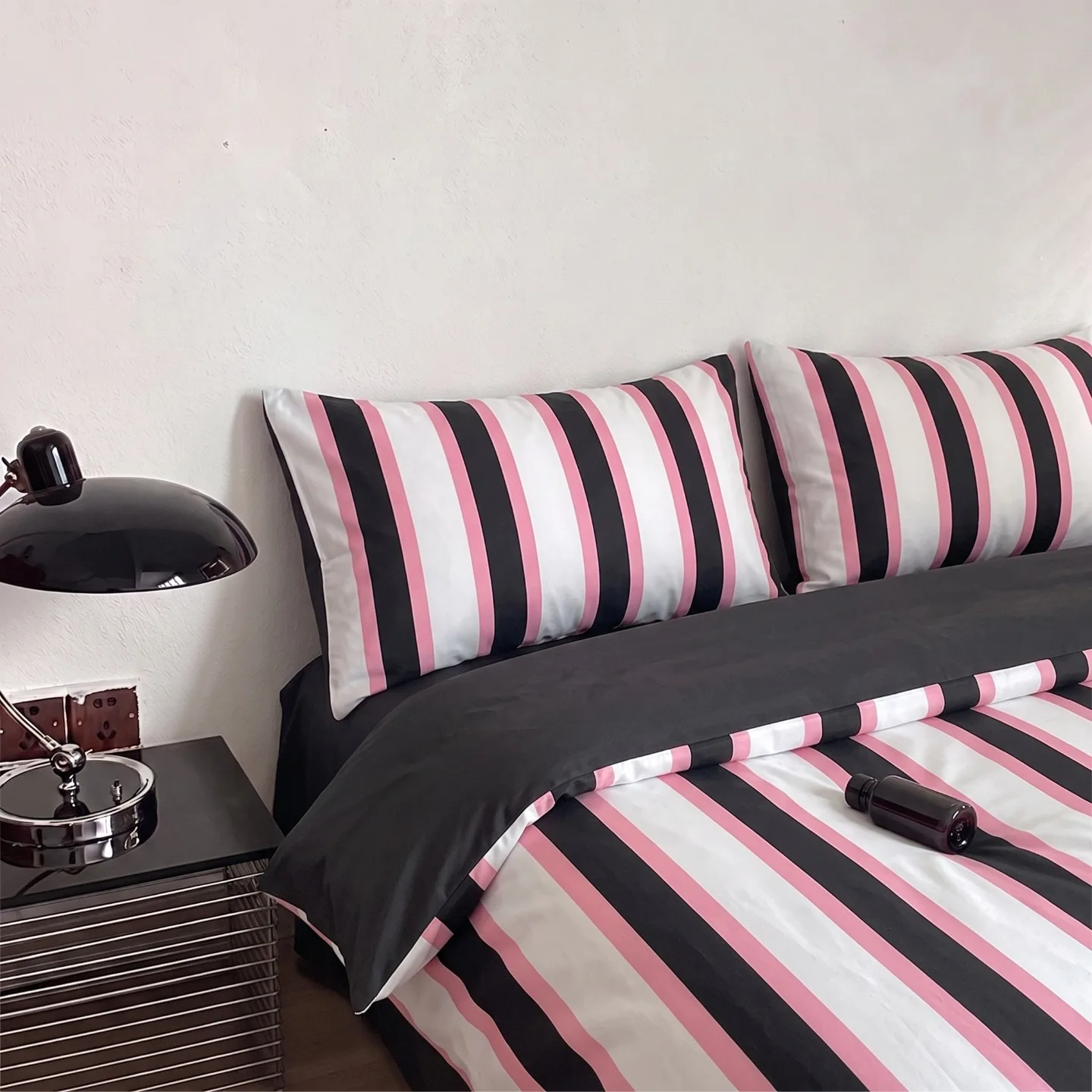 3/4PCS Bedding Set Black White Pink Stripes Soft Comfortable Duvet Cover Set Sheet Set for Home Bedroom Deocration Birthday Gift