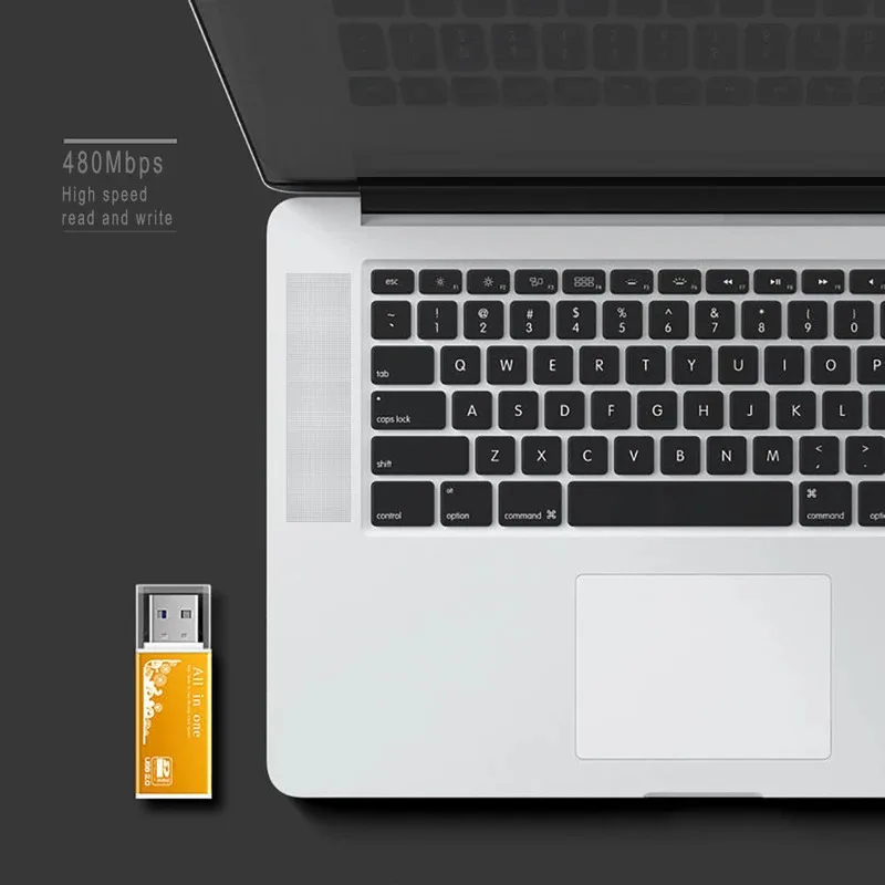 Alloy Card Reader 4 Ports USB2.0 Micro SD TF M2 MS Pro Duo MMC SDHC DV Phone Camera Memory Card Adapter with LED Indicator