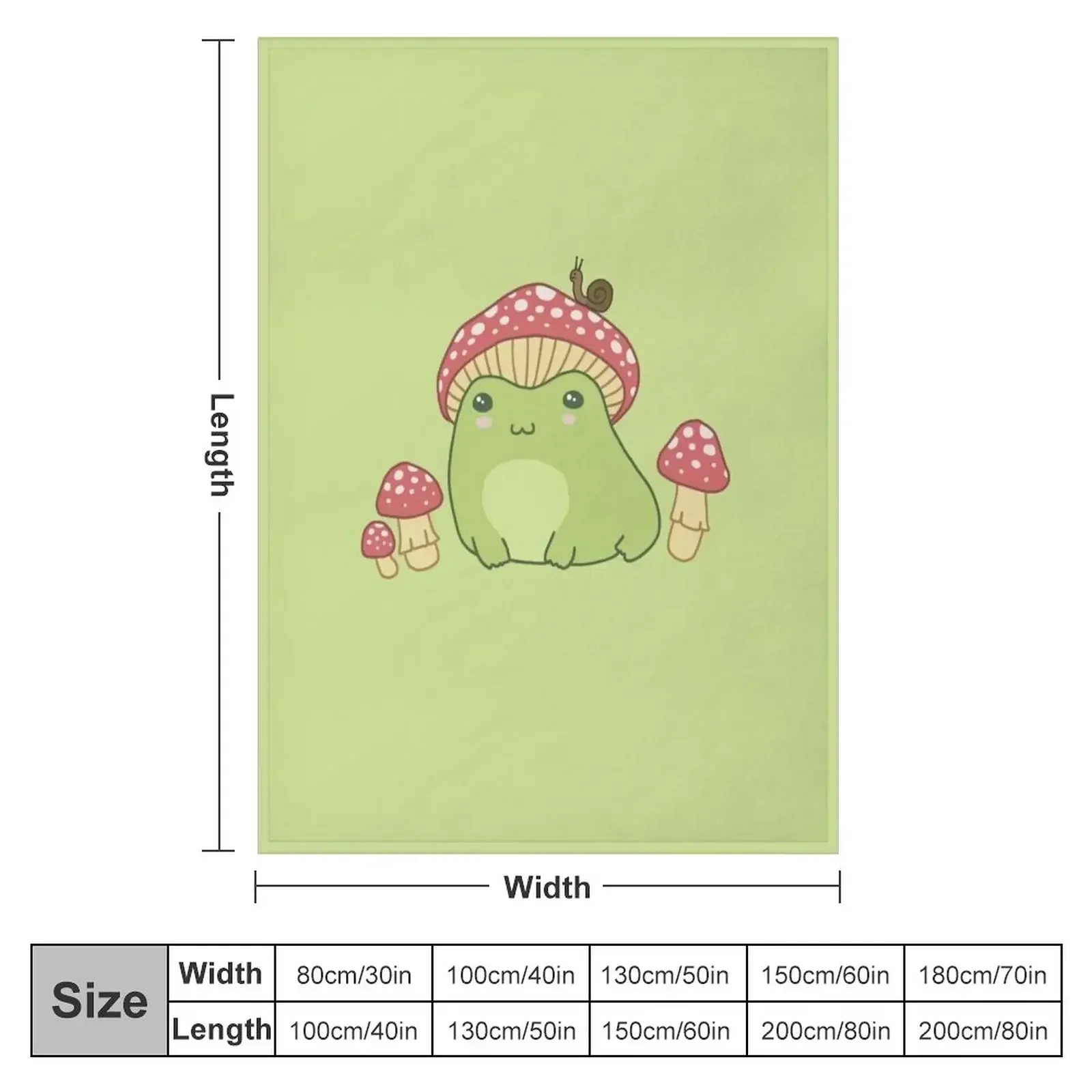 Kawaii Frog with Mushroom Hat: Cottagecore Aesthetic, Toadstool and Snail Companion, Perfect for Frogge Lovers Throw Blanket