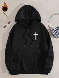 Faith Over Fear Print Hoodie, Vintage Drawstring Kangaroo Pocket Hoodies Sweatshirt, Women's Clothing