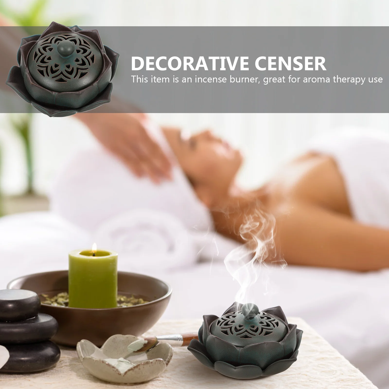 

Ceramic Incense Censer Retro Aroma Therapy Burner Decorative Desktop Ornament for Home Office Use Incense Censer