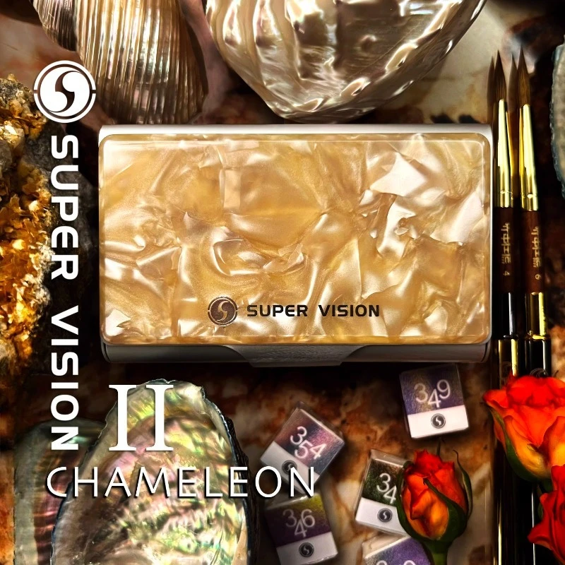 New 2025 Super Vision Artists Solid Half Pans Chameleon Watercolour Paints 8 Colours Aluminium Case Beginner Art Supplies