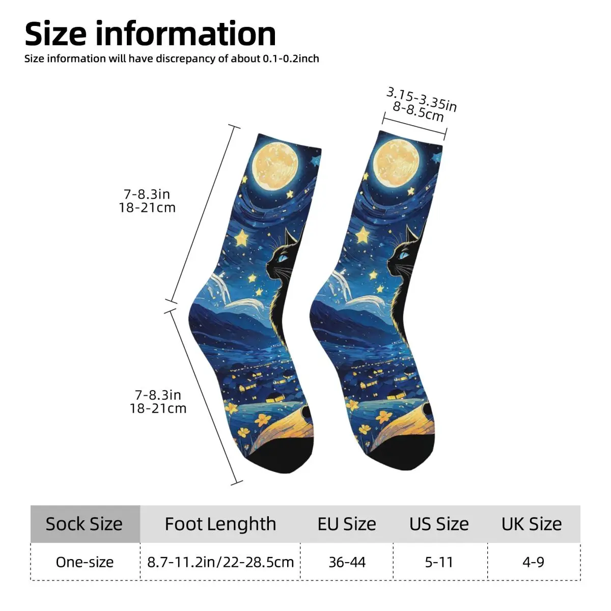 All Seasons Crew Stockings Cat And Starry Sky Design Socks Funny Long Socks for Men Women Valentine's Day Gifts